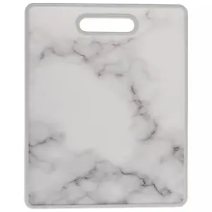 12" x 15" Nonslip Cutting Board Marble-Designed Plastic, Dishwasher Safe, Sturdy & Lightweight with Easy-Grip Handle