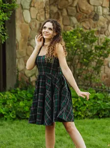 Leading Lady Dress in Homeland Plaid - Timeless, Classic Dress with Pockets, Underskirt, and Corset