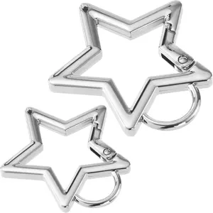 2 PCS Star Carabiner, Zinc Alloy Heavy Duty Star Shaped Keychain Clip with 2 Sizes, Carabiner Clip for Camping, Hiking, Fishing Outdoor Sport