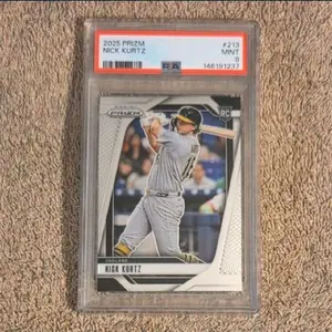 2025 PANINI PRIZM #213 NICK KURTZ RC PSA 9 MINT ROY ROOKIE OF THE YEAR ATHLETICS