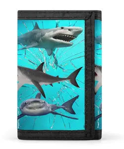 GREAT WHITE SHARK Jaws Movie Wallet | Tri-Fold Design And Hidden Key Ring | Underwater Horror Fans Gift