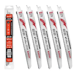 EZARC Woodworking Japanese Teeth Reciprocating Saw Blades 9 Inch, Tri-Edged Fleam Ground Teeth Saw Blades 8 TPI, 5 Pieces, FathersDayGift