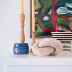 Wooden Knot Decor Natural Style, Wooden Chain Home Accessories, Desktop Wood Ornament, Modern Living Room Decoration