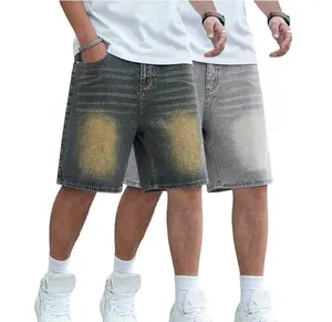 2026 new summer American vintage washed denim shorts, loose straight-cut five-inch pants