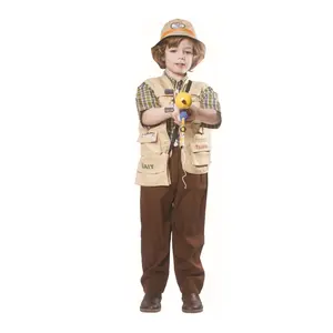 Kids Fisherman Costume Dress Set - Includes Plaid Shirt, Sleeveless Vest, Pants, Hat with Bait Bag - Boys Costume For Halloween, Role Play, Pretend Play Fun, Theme Party & Cosplay