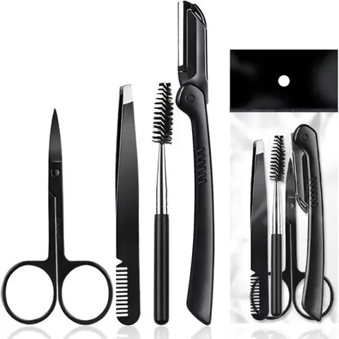 Eyebrow Trimming Kit, 1 Set Eyebrow Shaping Tool & Brush, Professional Eyebrow Shaper for Home & Travel, Portable Makeup Cosmetic Tool