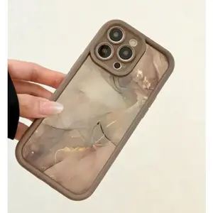 High-quality Bamboo Brown Yellowish-Grey Marble Pattern TPU Case for iPhone 6 7 8 X Xs Xr Xs Max 11 12 13 14 15 16 Pro Max Full Coverage Drop-Proof Precision Protective Cover