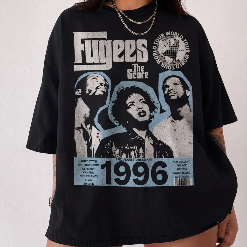 Vintage Fugees Shirt The Score 1996 T-Shirt, 90S Hip Hop Graphic Tshirt, Lauryn Hill Retro Rap Shirt