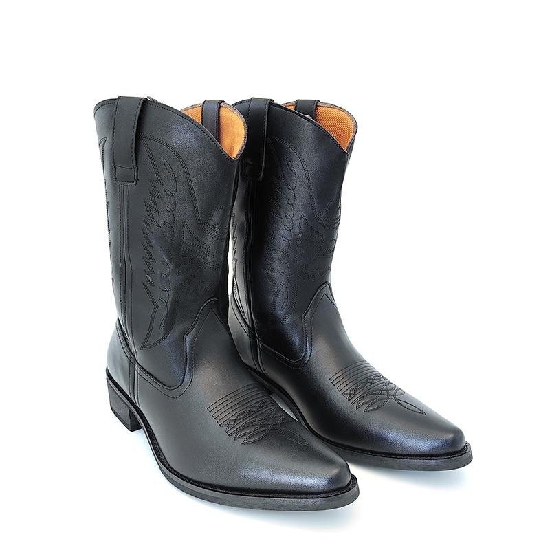 2025 Fall & Winter Mens High-top Vintage Pointed-toe Cowboy Boots - Anti-skid Slip On Shoes with PU Upper and Rubber Sole for Outdoor Horse Riding and Country Style - Comfortable PU Insole and Solid Color Design Footwear Closed