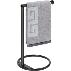 Hand Towel Holder Stand, Thicken Metal L Shape Hand Towel Rack, Small Towel Ring Stand, Stable Free-Standing Towel Bar for Bathroom Kitchen Vanity Countertop, 8” L 12” H