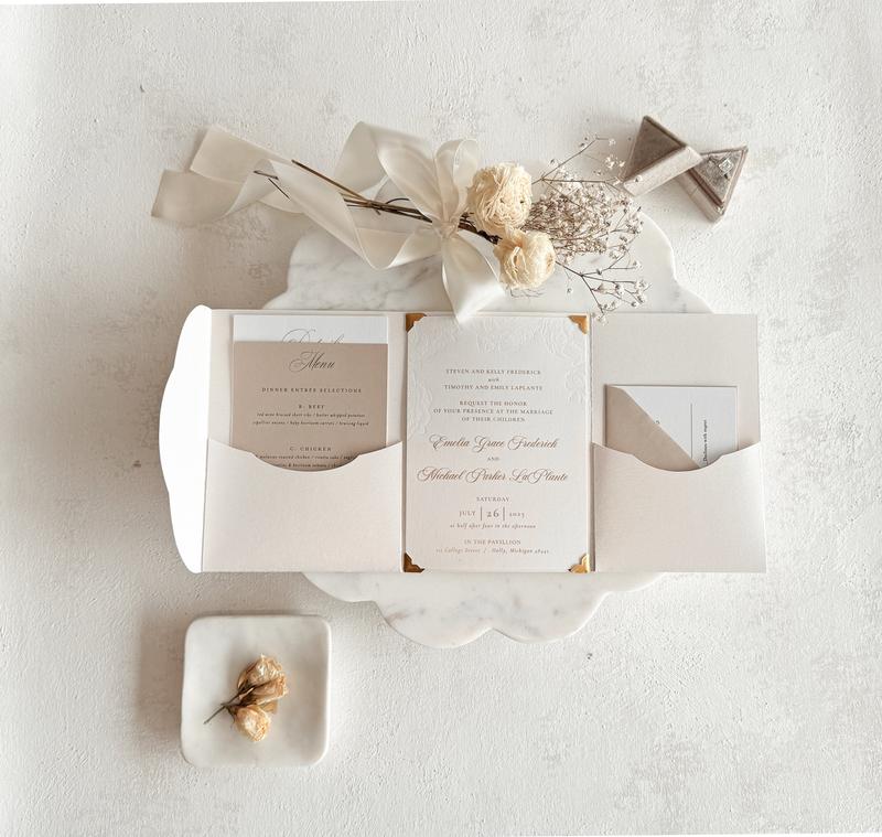 Letterpress Wedding Invitations – Premium Cardstock Invites | Foil Stamped & Embossed Suite Style 3277