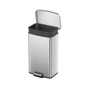 Better Homes & Gardens Kitchen Trash Can, Silver 13.2 Gallon Stainless Steel Step Garbage Bin with Soft Close Lid