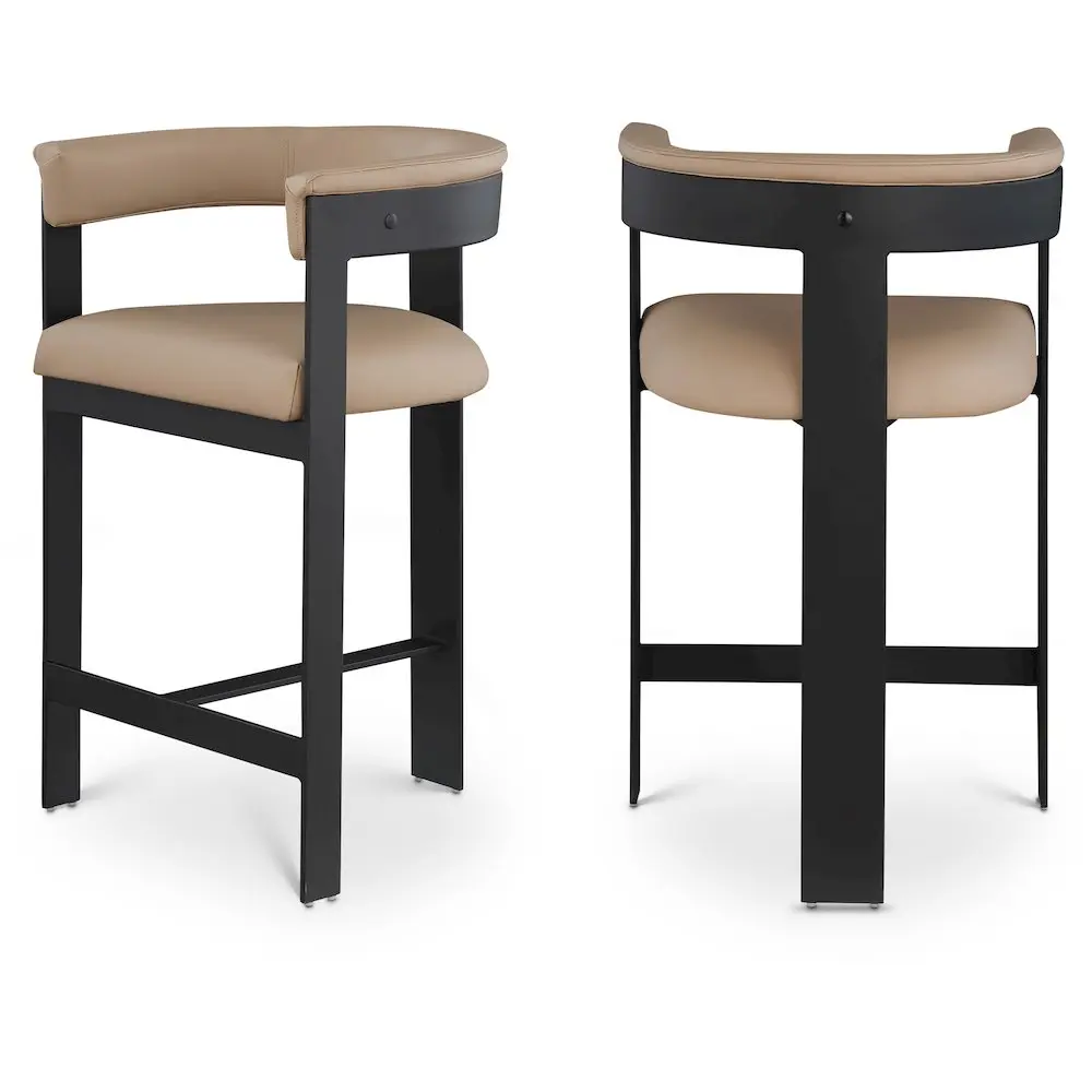 Romeo Tan Vegan Leather Counter Stool, Set of 2