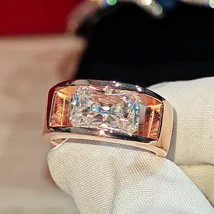 Aossio 4CT bold Radiant cut moissanite statement solitaire ring