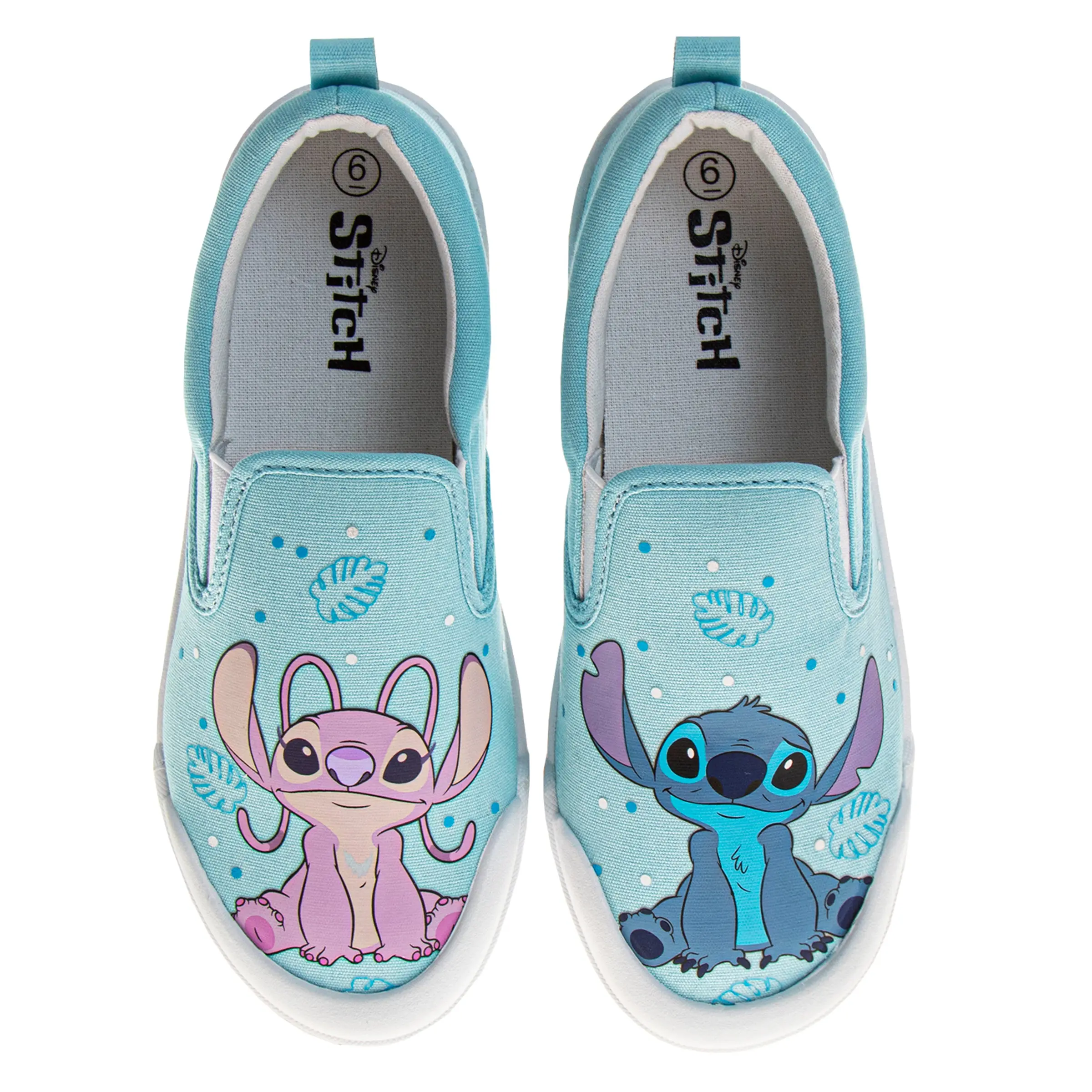 JOSMO KIDS Women's Disney Stitch & Angel Slip-On Canvas Sneakers, Comfy Low Top Casual Walking Shoes with Soft Rubber Sole
