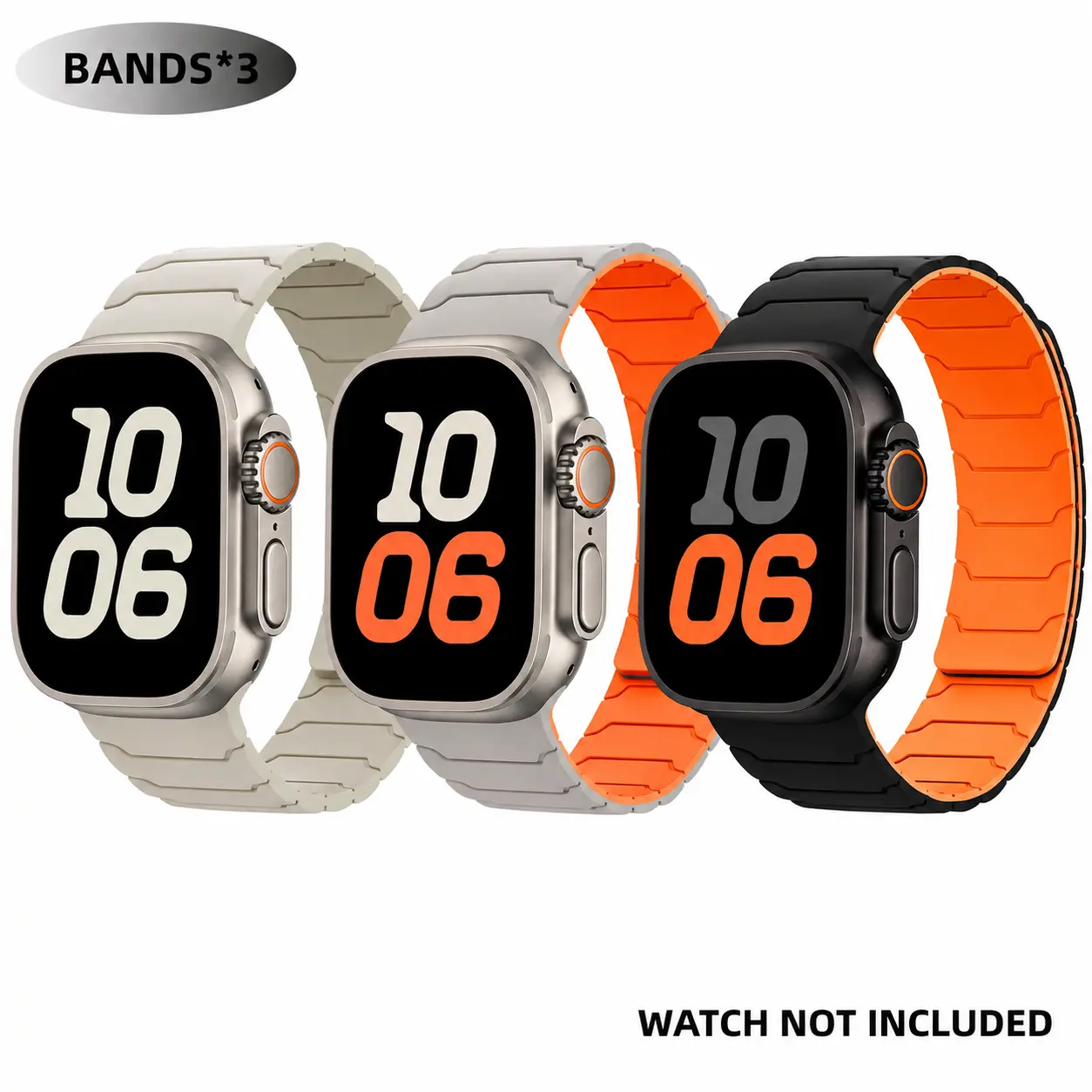 3 Pack Silicone Sport Watch Bands Compatible with Apple Watch, Durable Waterproof Replacement Straps, Soft Adjustable Wristbands for Outdoor Sports, Fitness & Daily Wear, Fits Ultra 2 Ultra Series 11 10 9 8 7 6 5 SE