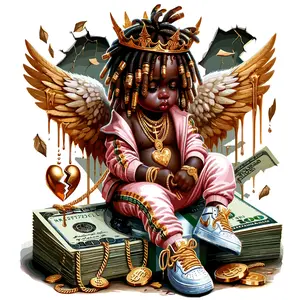 5-Pack or 10-Pack Cherub Angel Cupid Boy Pink Sweatsuit DTF Heat Transfer for T-Shirt DIY Printing
