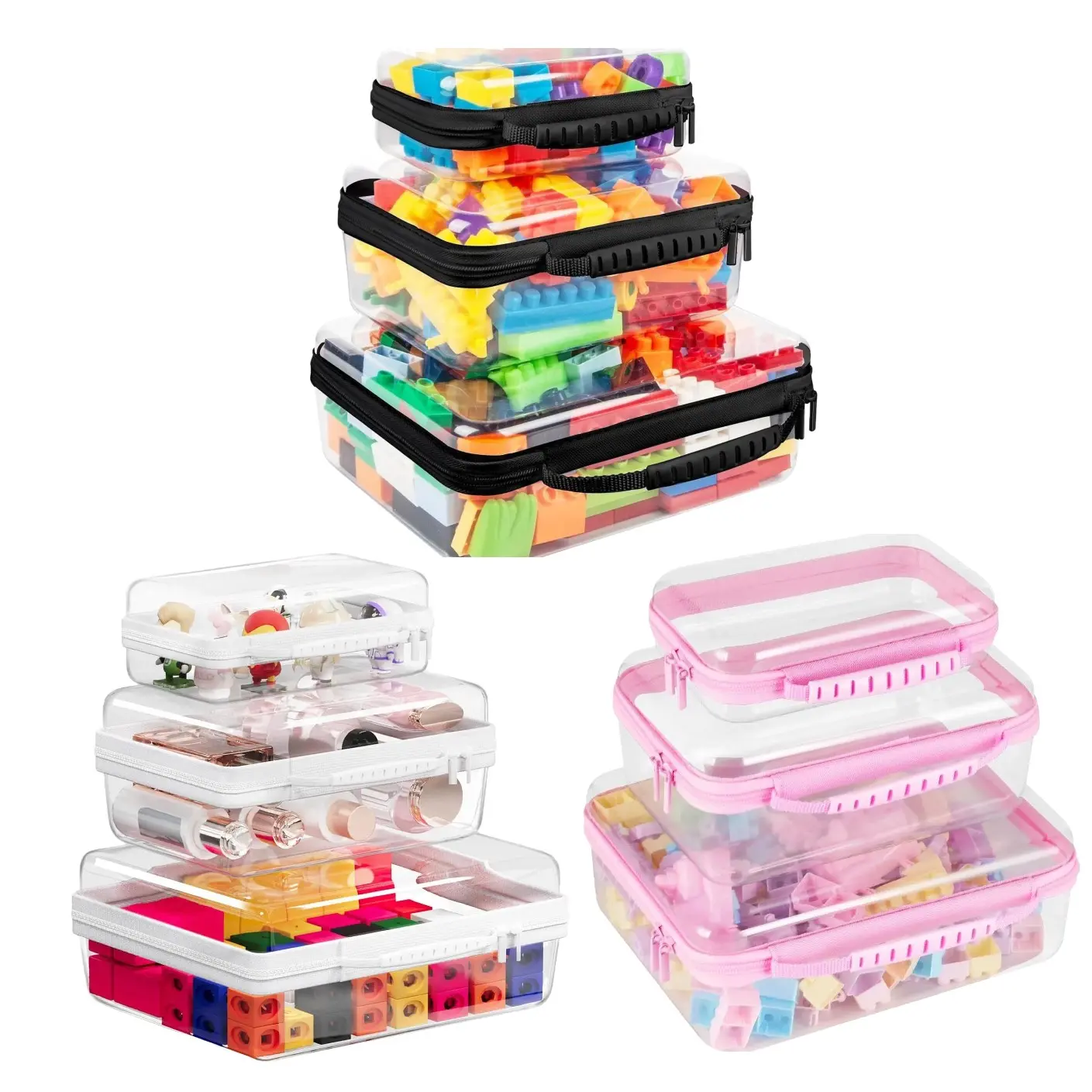 2026 Upgrade Large Capacity Transparent Storage Box Set, Plastic Storage Boxes, Durable Plastic Organizers, Clear Storage Box, Dual Zipper Portable Inner Bag, Multi-Function Classification Organizer, High Capacity Organizer, Clear Plastic Organizers