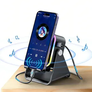 5-in-1 Inductive Bluetooth Speaker with Phone Stand Amplifier & Rechargeable Color Lights iPhone Android Compatible Perfect Birthday Gift for Teen Boys Girls