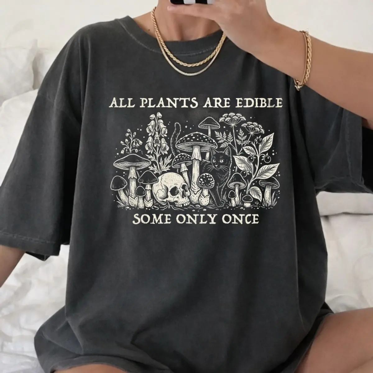 Comfort Colors All Plants Are Edible Some Only Once T Shirt, Gardening Graphic Tee, Funny Dark Humour Shirt, Foraging Shirt, Unisex Garment-Dyed Tee, Classic Streetwear