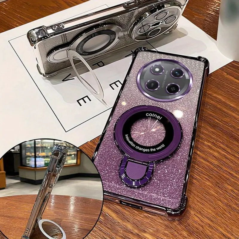 Premium Glitter Four-Corner Electroplating Glitter Phone Case with U-shaped Stand, Anti-drop Fashion Style 2020 New Release Compatible with MOTO Edge 40, 50, 60, 70, Fusion, Neo, Pro, Ultra, Stylus, Play, 2025, E13/E14/E22i/E30/E40/G04s/G05/G13/G14/G24 Po
