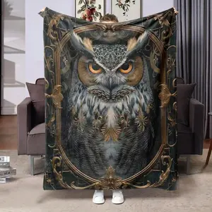 Owl Pattern Blanket, 1 Count Soft Warm Throw Blanket, Air-conditioned Room Blanket, Warm Nap Blanket for Home Office Travel, Soft Comfy Blanket