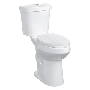 GARVEE Two-Piece Toilet with ADA Comfort Chair Height Seat,Elongated Standard Toilet ,Dual Flush Top Buttons, Powerful 1.28 GPF Single Flush  for Bathroom,  High Toilet for Seniors, White