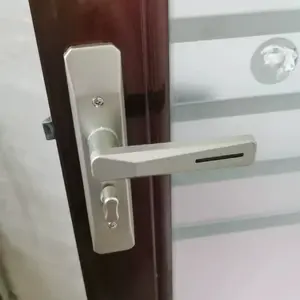 1pc Bathroom Door Lock, Metal Handle, Keyless Door Knob, Universal Left/right Hand, Aluminum Handle Iron Panel, No Battery, Detachable Cover, Industrial Safety Lock