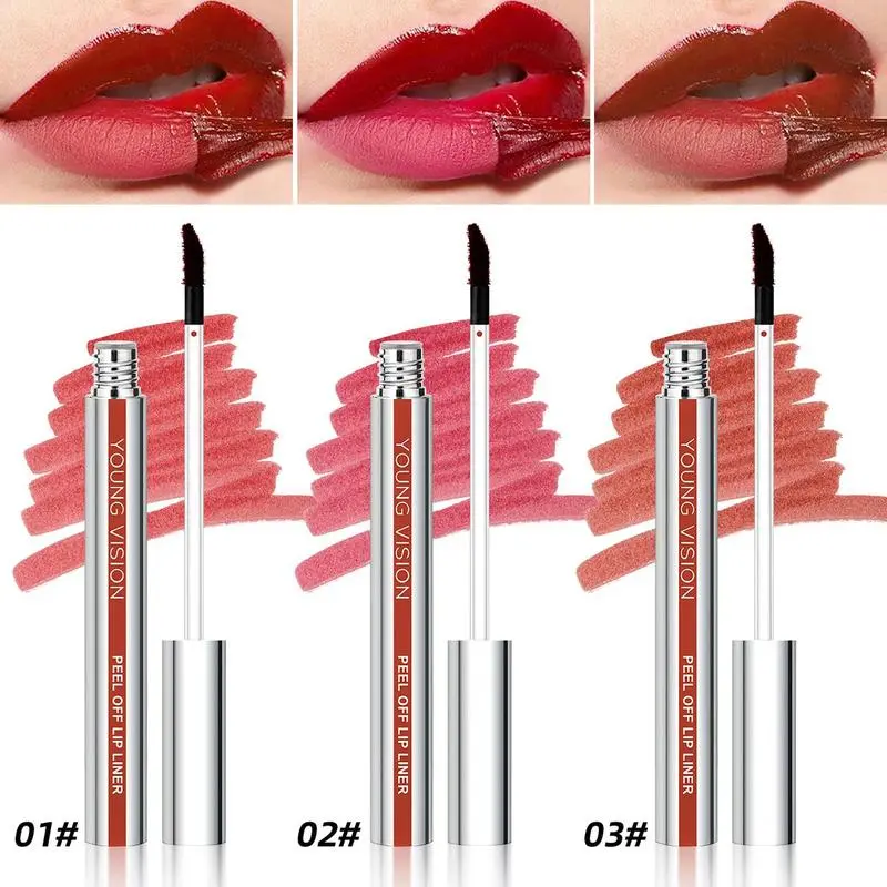 3Pcs Peel Off Lip Liner Stain Set , Waterproof Nude Matte Lip Tint, Non-Fading Peel Off Lip Color, Effortless Precision & Full Coverage, 24H Color Hold
