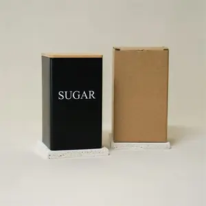 3pcs Tea Coffee Sugar Storage Jars Creative Simple Metal Bamboo Lid Sealed Jars Can Store Tea Coffee Beans Herbal Tea Candy Beautiful and Generous Suitable for Daily Home Use Tasteful Festival Gift