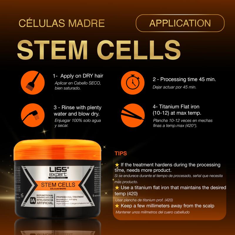 Liss Expert Professional Stem Cells Smoothing Treatment – Organic Keratin & Argan Oil – for Frizz-Free Repair & Shine (250 ml) -Shoulder Length Application