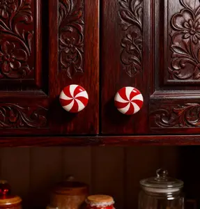 12-Piece Christmas Cabinet Decorative Knob Covers, Holiday Door Handle Covers - Stretchable, Hardware Decoration. Suitable for cabinet handles in bathrooms, dressing tables, and home furniture