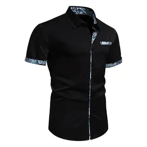 Printed Shirt for Man Fashion Casual Cardigan Chest Pocket Turndown Collar Short Sleeve Summer Male Blouse Thin Tops Camisas WHooHoo