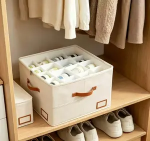 Foldable Fabric Shoe Box with Handle & Side Pockets, Closet & Under Bed Use Bins Storage Multifunctional Collapsible blunt holder gift