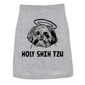 Dog Shirt Holy Shih Tzu Funny Clothes for Small Puppy Funny Dog Puppy TShirt Light Grey