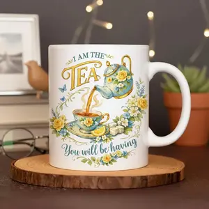 I Am The Tea You 11oz & 15oz Mug, Bridgerton Inspired Black Mug, Aesthetic Period Drama Cup, Regency Era Quote Mug, Minimalist Black Bridgerton Mug, Tea Aesthetic TikTok Mug