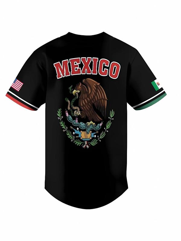 Mexico Heritage Baseball Jersey, Baseball Shirt, Tricolor Limited Edition with Embroidered Eagle & Classic Button-Up Design