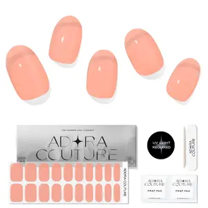 Adora Couture Semi Cured Gel Strips - 20pcs Nutty Peach Latte Color Sticker Glaze Strips - Gel Stickers with UV Light Required (Peach Latte)