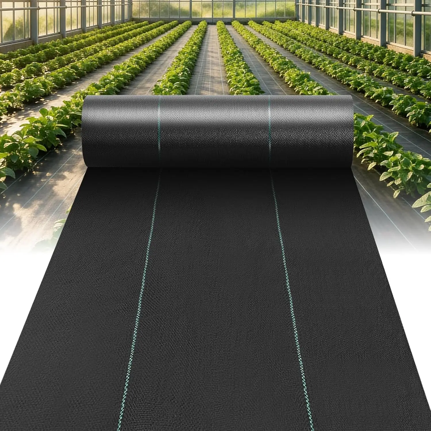 4FT x 300FT Weed Barrier Landscape Fabric, Heavy Duty Woven Geotextile with 20 U-Shaped Pegs & Pre-Printed Cutting Lines, Ground Cover Colth Garden Bed Liner for Landscape, Driveway, Greenhouse