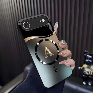 Suitable for [iPhone 17 Air] high-end MagSafe phone case🥰, Features a magnetic attachment function Luxury Gradient Metallic Bling Rhinestone 26 Initial 952