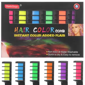 MeiduGaga 6-Color Hair Chalk Comb Set Temporary Hair Dye for Kids Girls & Adults Washable Fun Color for Parties Halloween Cosplay Birthdays Non-toxic Water Washable