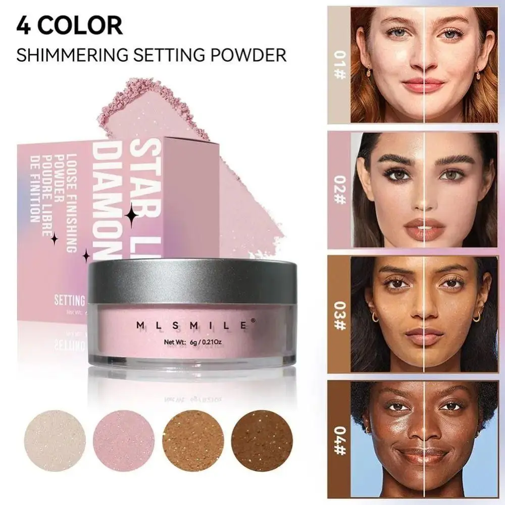 Long Lasting Glitter Setting Powder Pearlescent Oil Control Loose Setting Powder Hide Pore Natural Finish Matte Powder