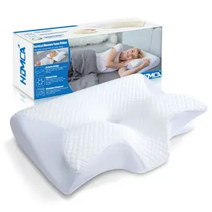 HOMCA Memory Foam Cervical Sleeping Pillow, 2 in 1 Ergonomic Contour Orthopedic Pillow for Neck Pain, Contoured Support Pillows for Side Back Stomach Sleepers 3.3Lb (White)