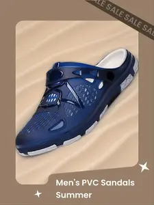 Men's PVC Jelly Shoe Face Breathable Hollow Out Shoes, Adjustable Non-Slip Thick Sole Summer Sandals, Slipper, Beach Pool Yard Daily Wear