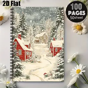 1 Christmas Snow Village Spiral Notebook, 5.7x8.26 Inch, Lined Pages, Durable Coil Binding, Winter Holiday Journal, Xmas Gift, New Year Planner, Daily Notebook for Home Office, Festive Writing Notebook for Christmas Celebration [2D] Flat