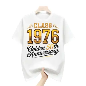 Men'S Summer T Shirt Sizes Featuring Laurel Class 1976 Golden 50Th Anniversary Graphic Print Short Sleeves Same Style for Men And Women 2026 Summer Short-Sleeved Printed T-Shirt 180G_Cro Funny Graphic Tees Perfect Gift Idea for Birthday Holiday