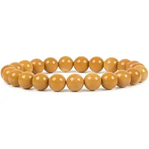 Natural Yellow Mookaite Jasper Gemstone 8mm Round Beads Stretch Bracelet 7" Unisex