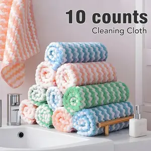 Super Soft Absorbent Dish Towels Rags Cloths,10 Counts Microfiber Cleaning Cloth,for Washing Dishes and Kitchen Drying Cleaning House Keeping,Random Color.