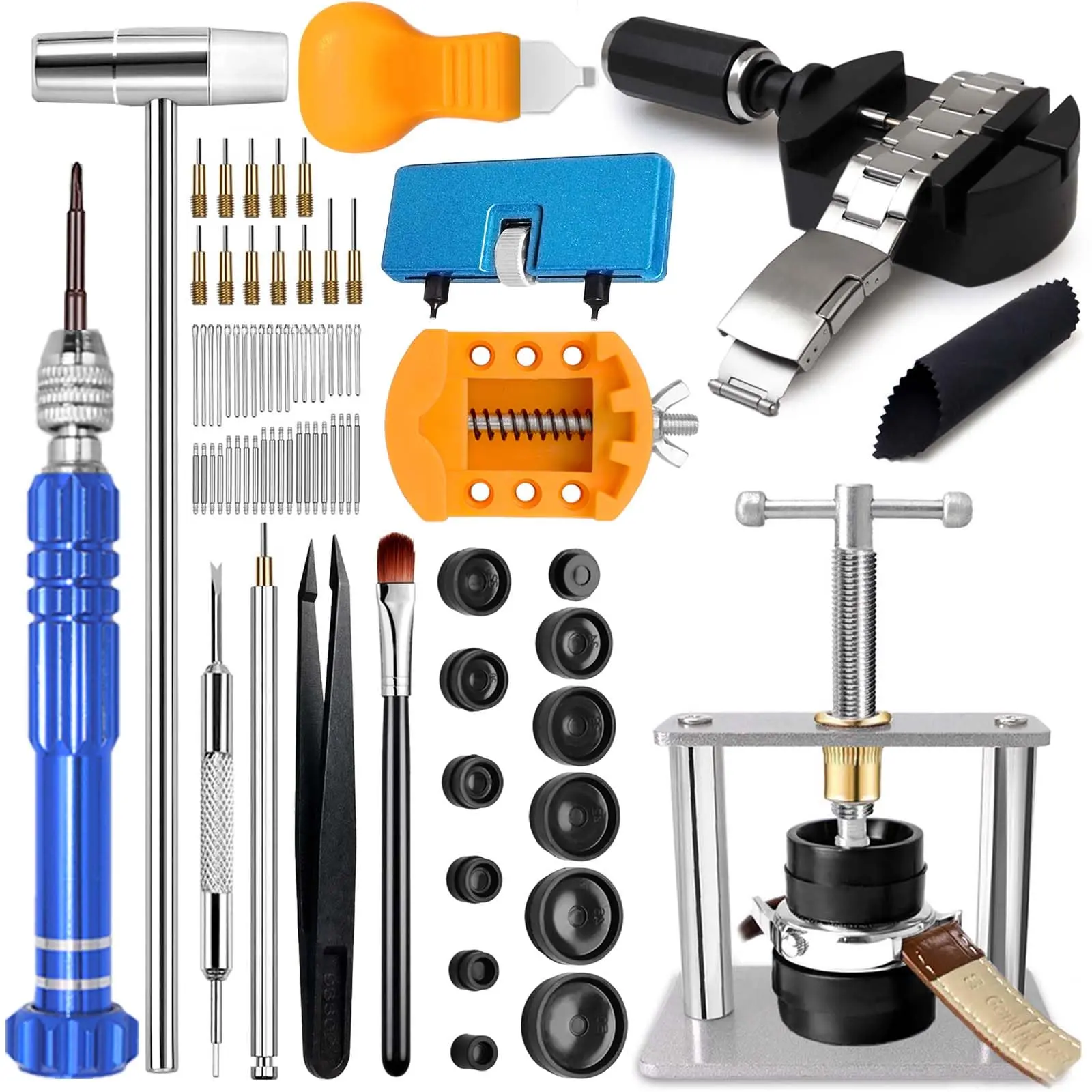 Watch Repair Kit, Watch Press Tool Set, Watch Battery Replacement Tool Kit, Watch Link Removal Kit, Watch Case Opener, Watch Band Replacement Tool, Watch Repair Screwdriver, Tweezers