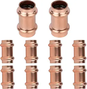 10-Pack  Copper Press Coupling without Stop, 3/4" x 3/4"  Fittings, P x P for Copper Tube Connection(PRESS026)